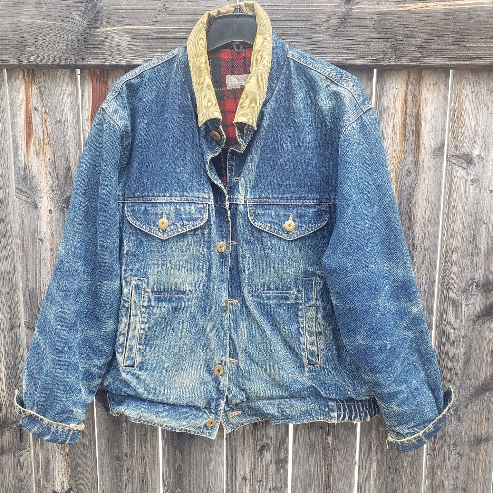 Distressed Vintage Denim Lined Jacket